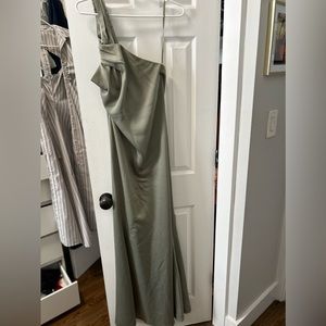 BHLDN Ruby Twist Halter Satin Gown-green